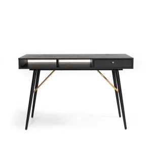 Modrest Billy Modern Black Oak & Gold Office Desk